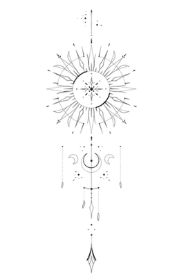 moon tattoo in fine line style