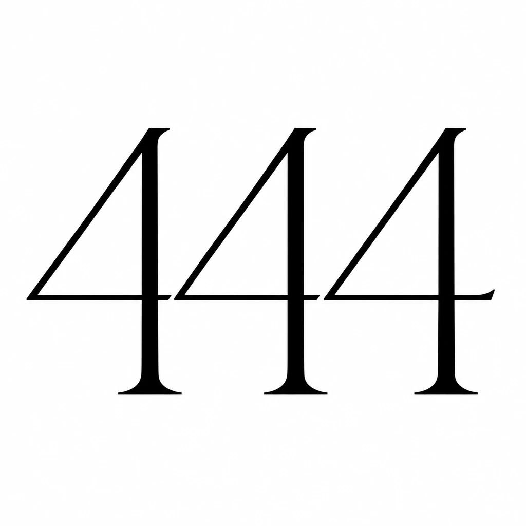 444 tattoo design in fine typography, three digit fours in a row