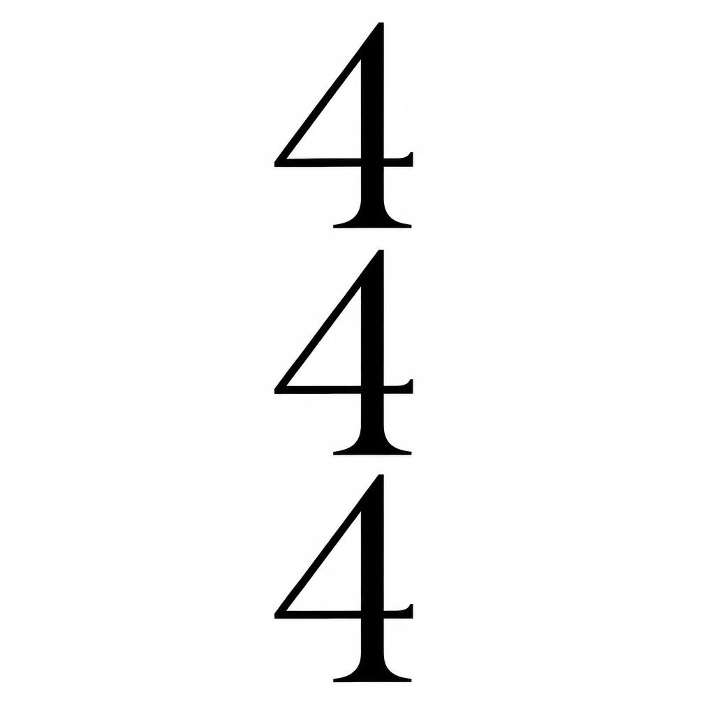 444 tattoo design with the three digits stacked vertically in a column