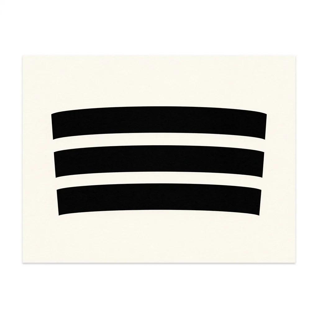 Minimalist tattoo design featuring three thick black horizontal bands on a white background.