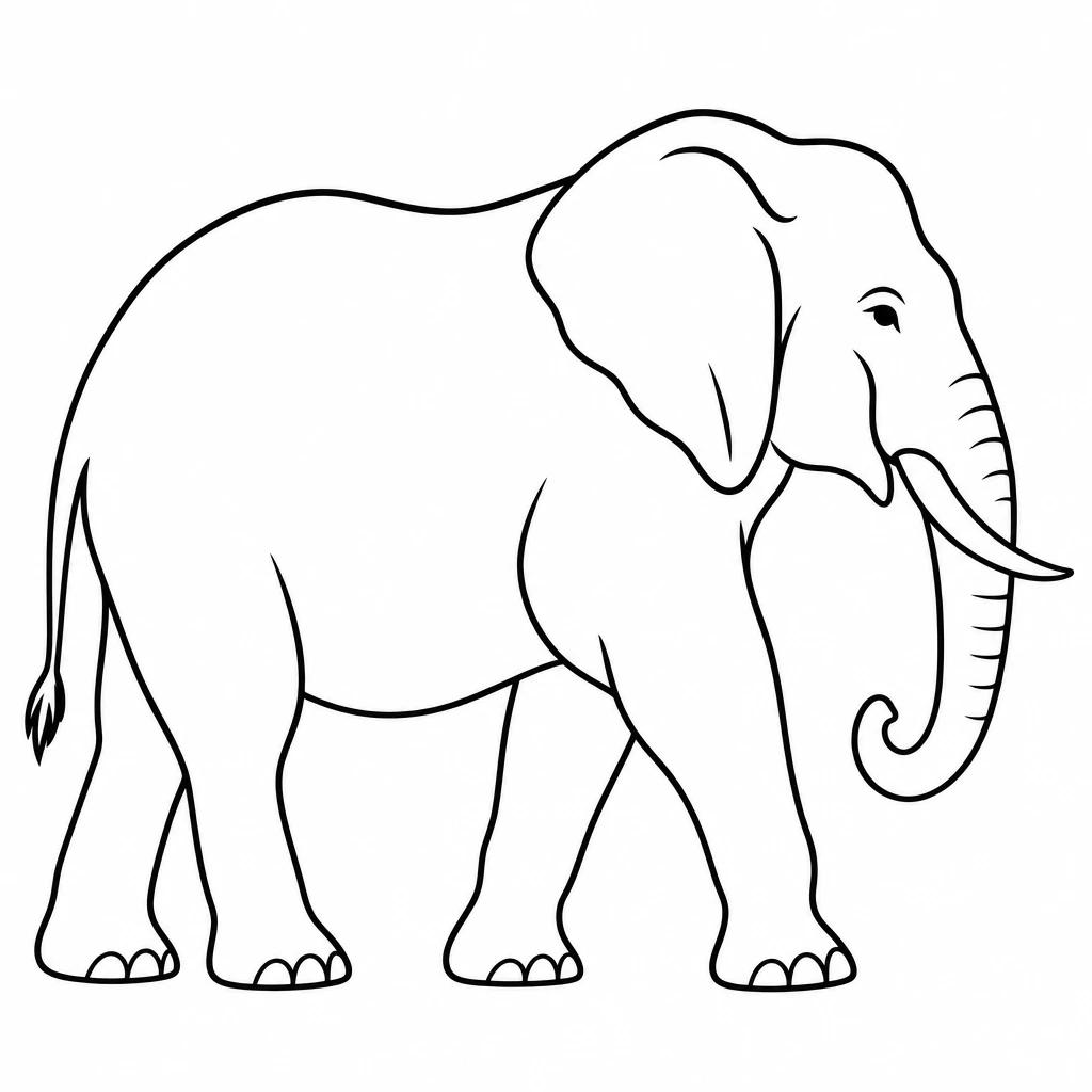 Fine-line elephant tattoo design, a profile silhouette drawn in one continuous outline