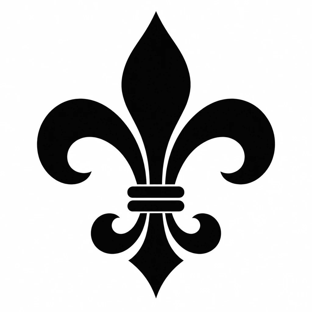 Blackwork fleur-de-lis tattoo design, the emblem fully filled in with crisp edges
