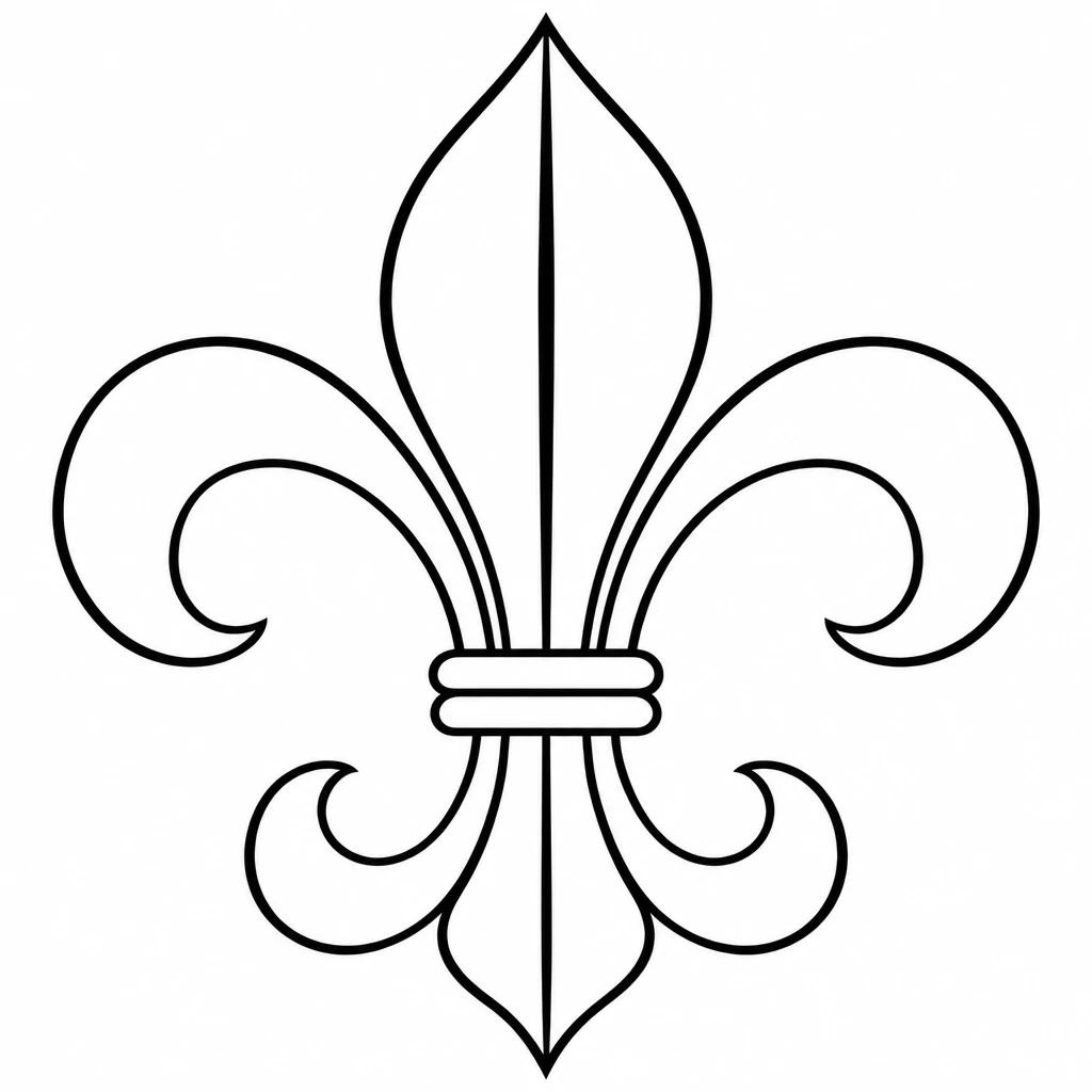 Fine-line fleur-de-lis tattoo design, outline only with no fill