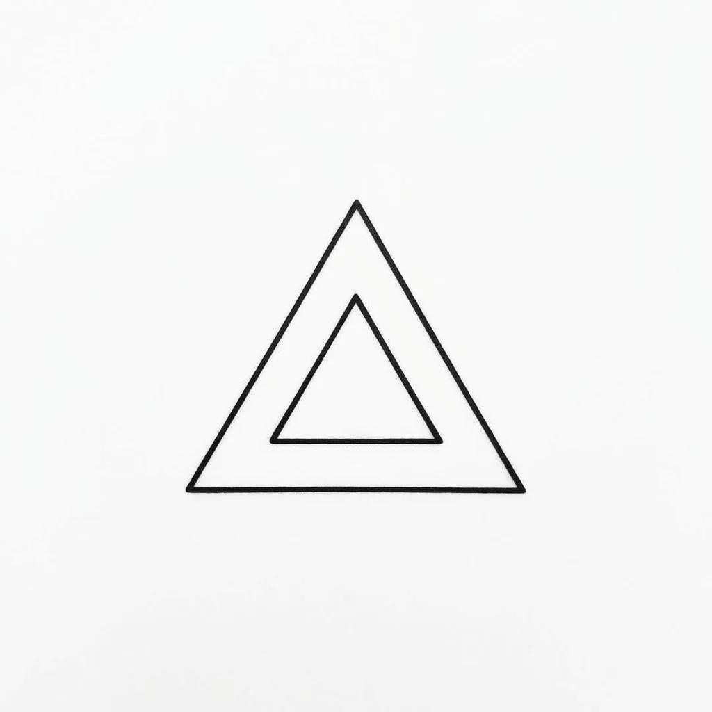 Minimalist tattoo design of two nested triangles with clean black lines on a white background.