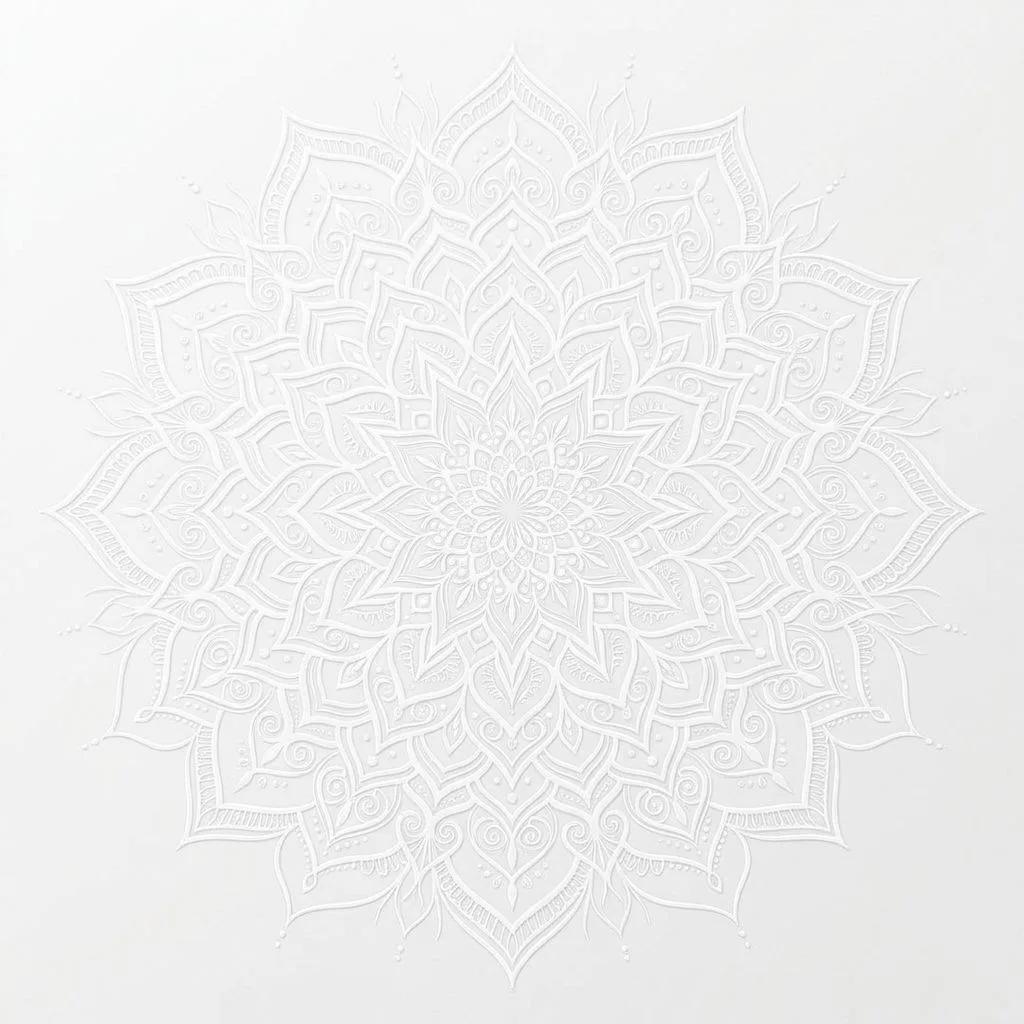 Intricate white lace mandala tattoo design on a plain white background.