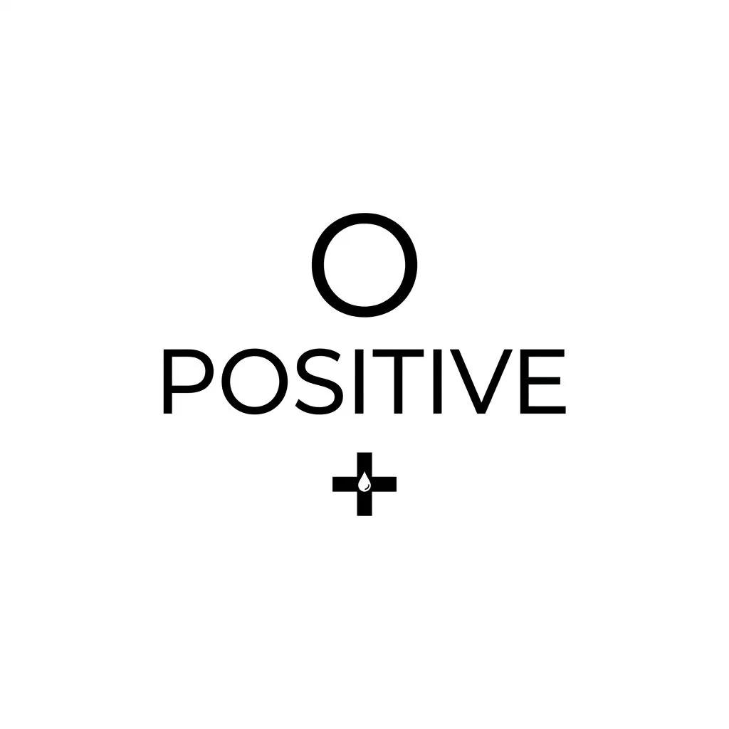Minimalist O positive blood type tattoo design with black text and symbol on a white background.