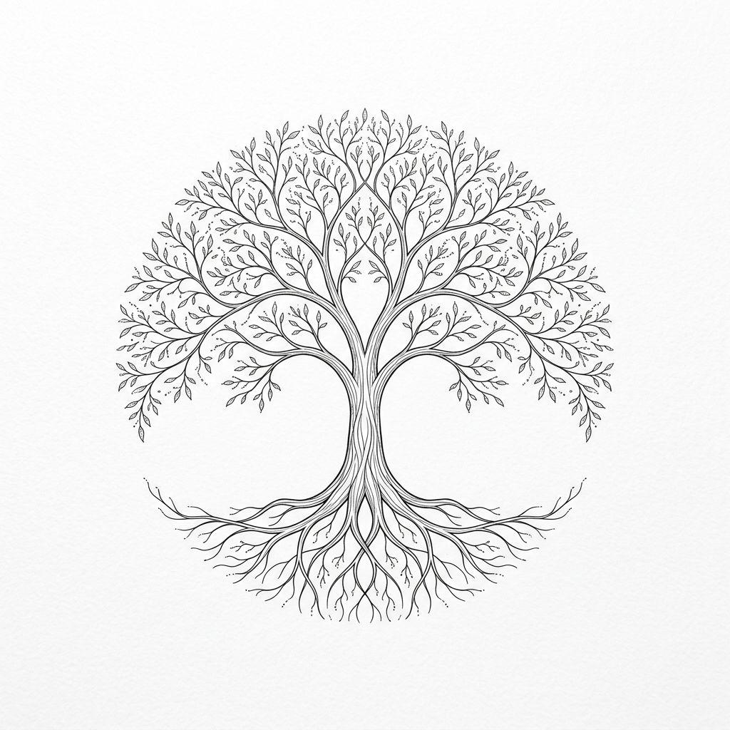 tree of life-tattoo fine line roots