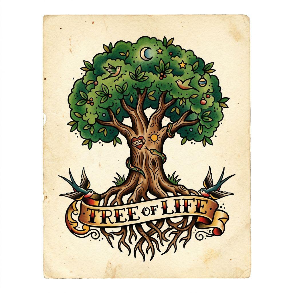tree of life-tattoo old school tree of life