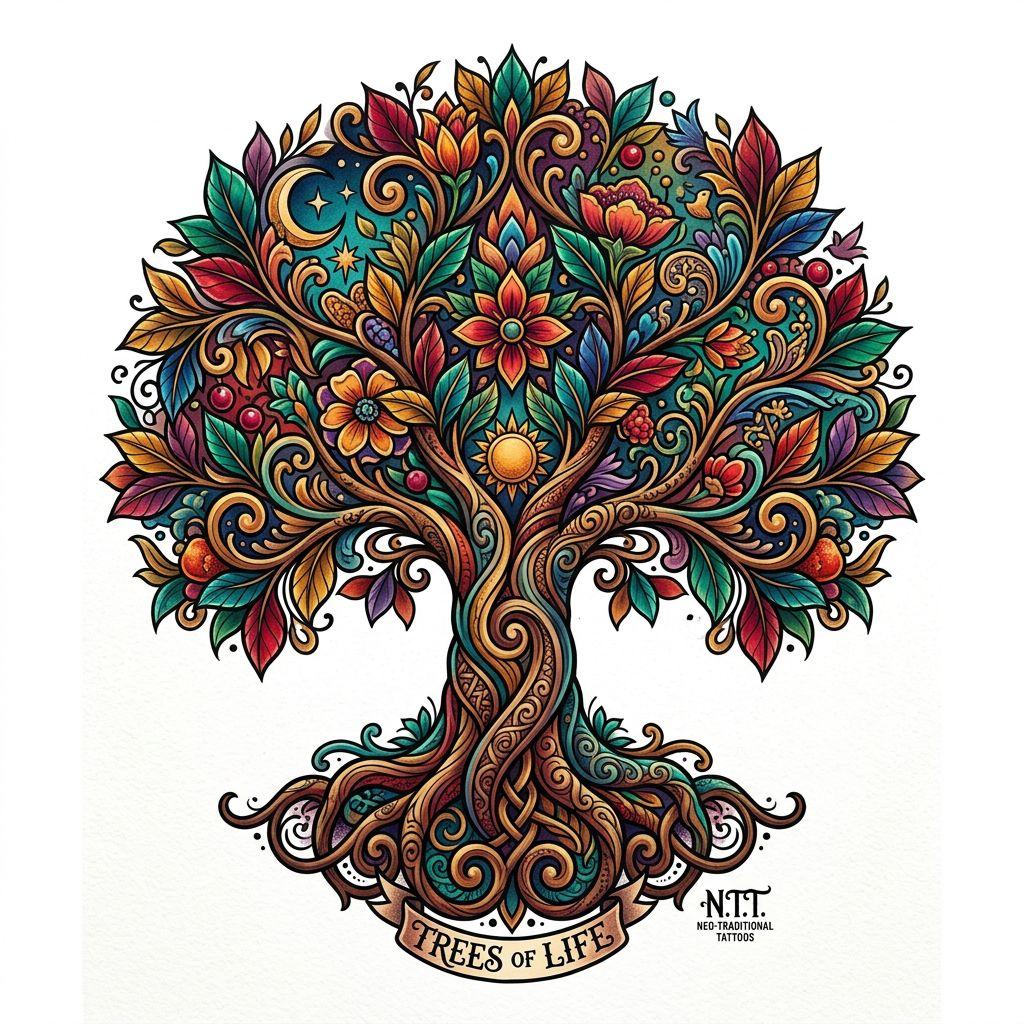 tree of life-tattoo neo-traditional tree of life