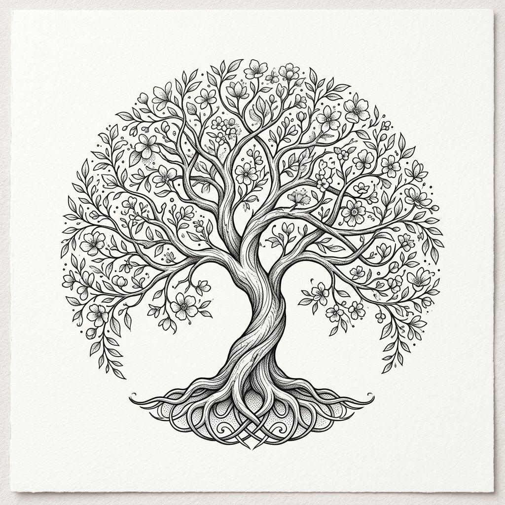 tree of life-tattoo blossoming tree of life