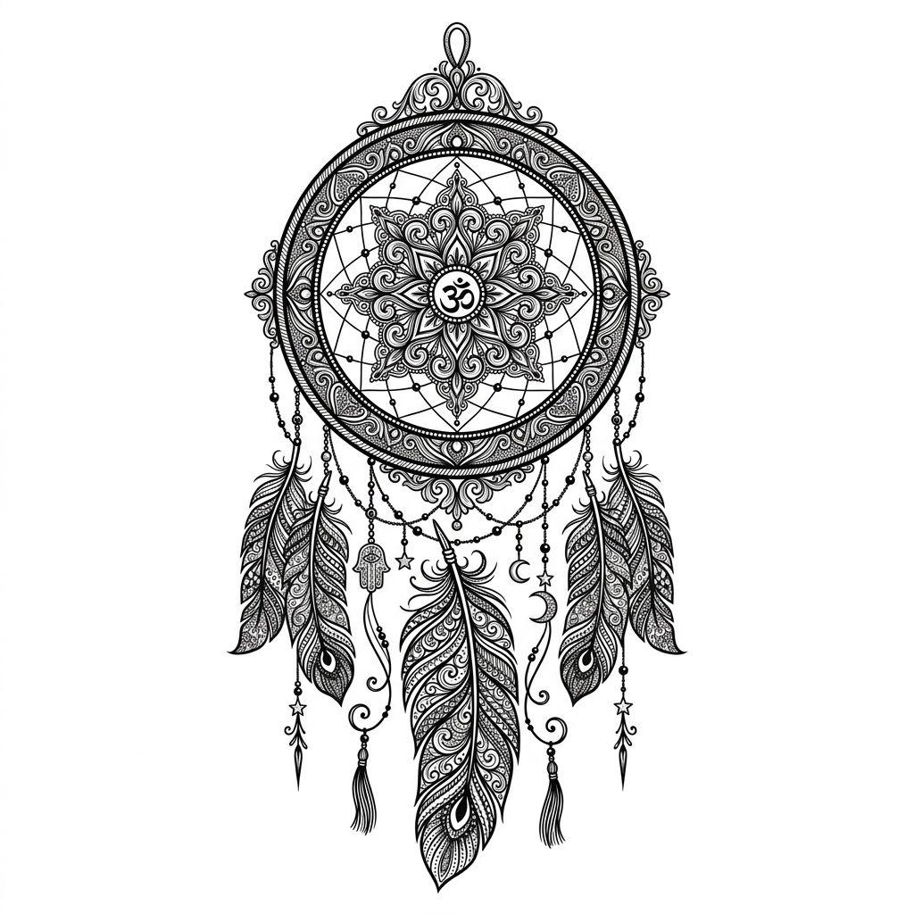 dreamcatcher-tattoo ornamental mandala dreamcatcher