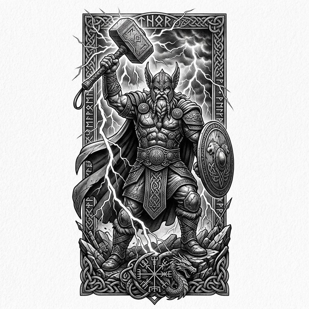 forearm-tattoo mythological thor