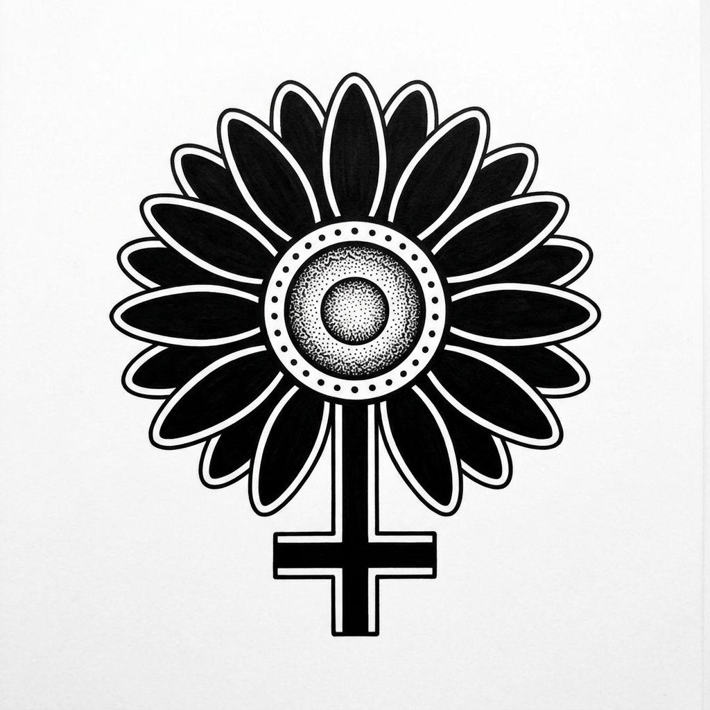 flower-tattoo blackwork daisy