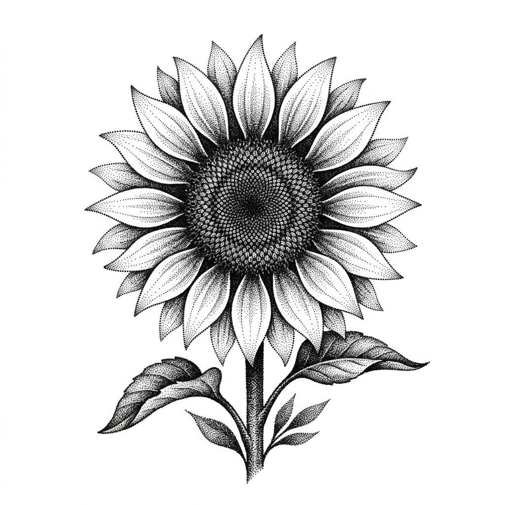 flower-tattoo dotwork sunflower