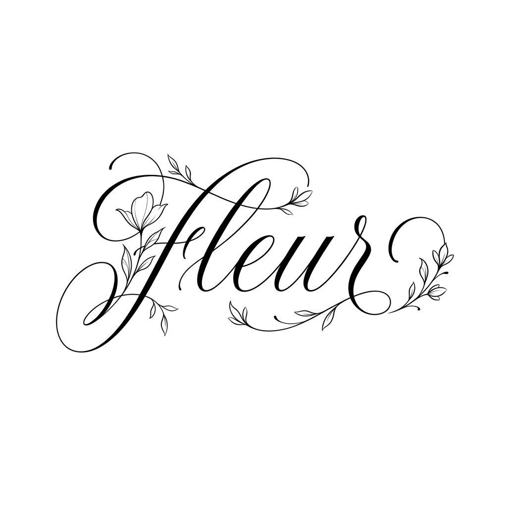flower-tattoo 'flower' lettering in cursive