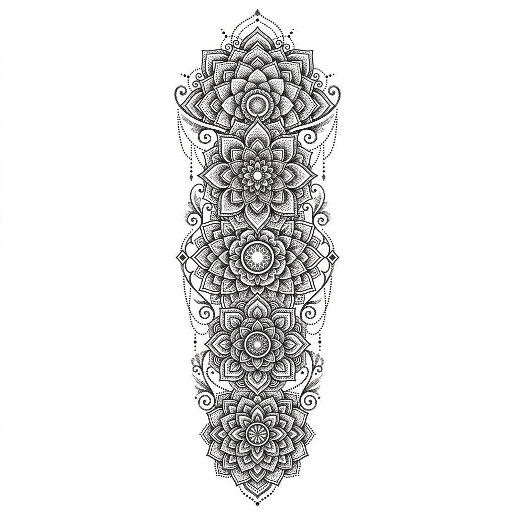 arm-tattoo dotwork mandala sleeve