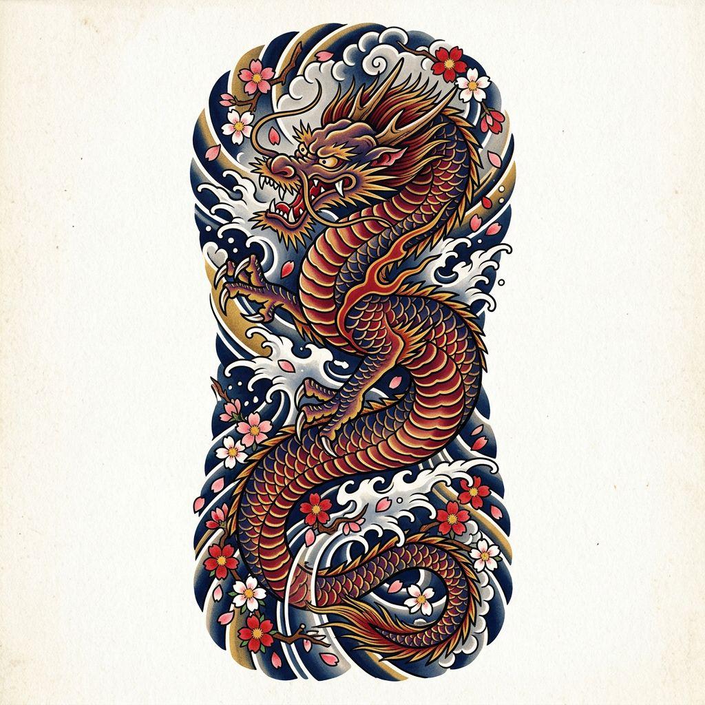 arm-tattoo japanese dragon sleeve