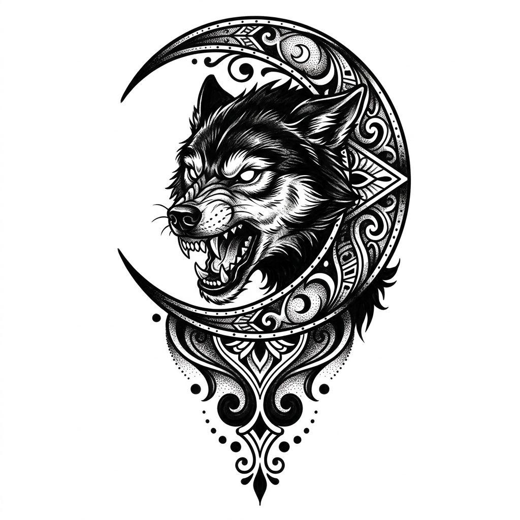 arm-tattoo powerful wolf head