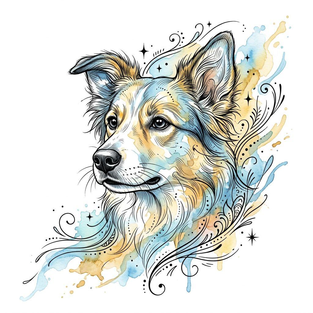 dog-tattoo watercolor dog