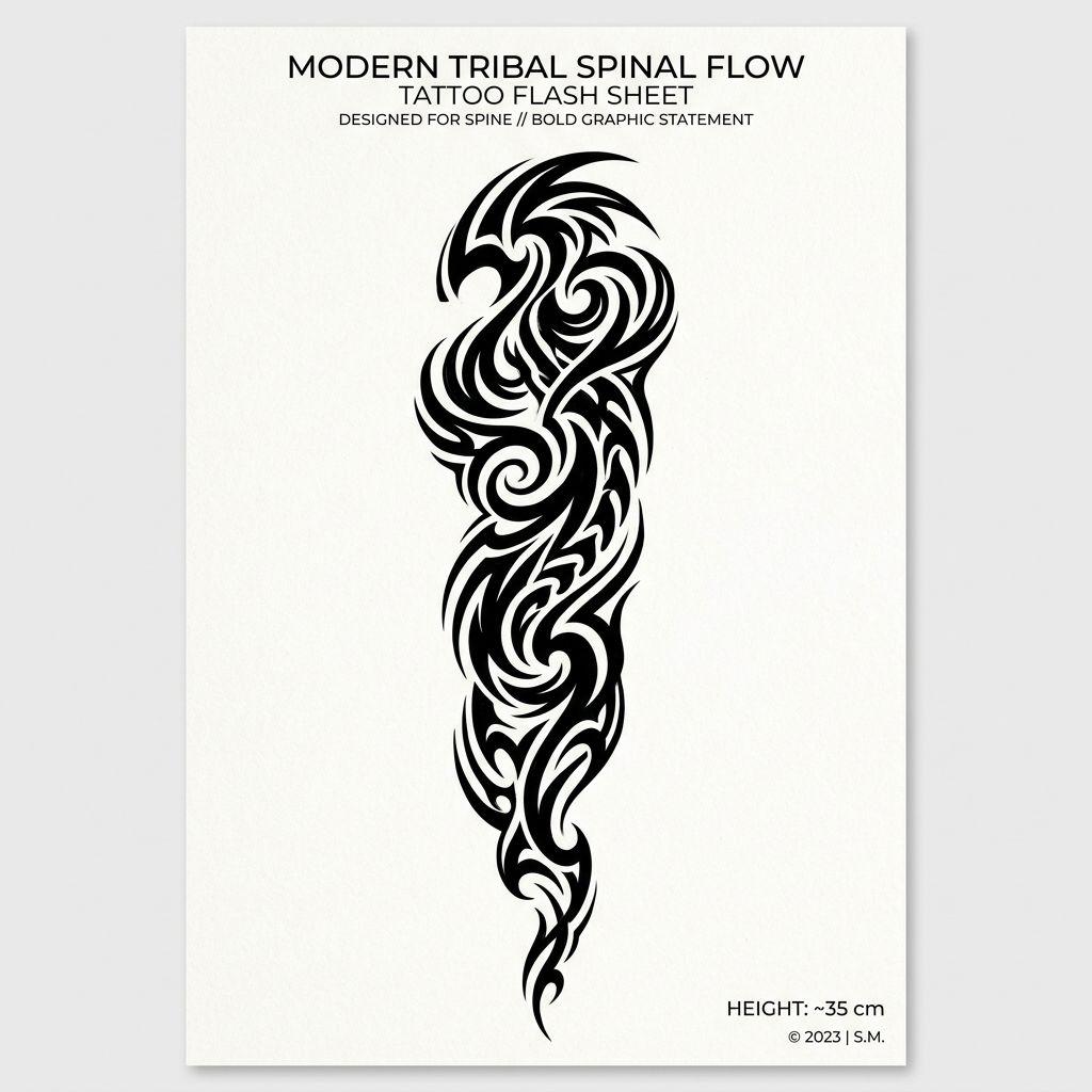 spine-tattoo modern tribal composition