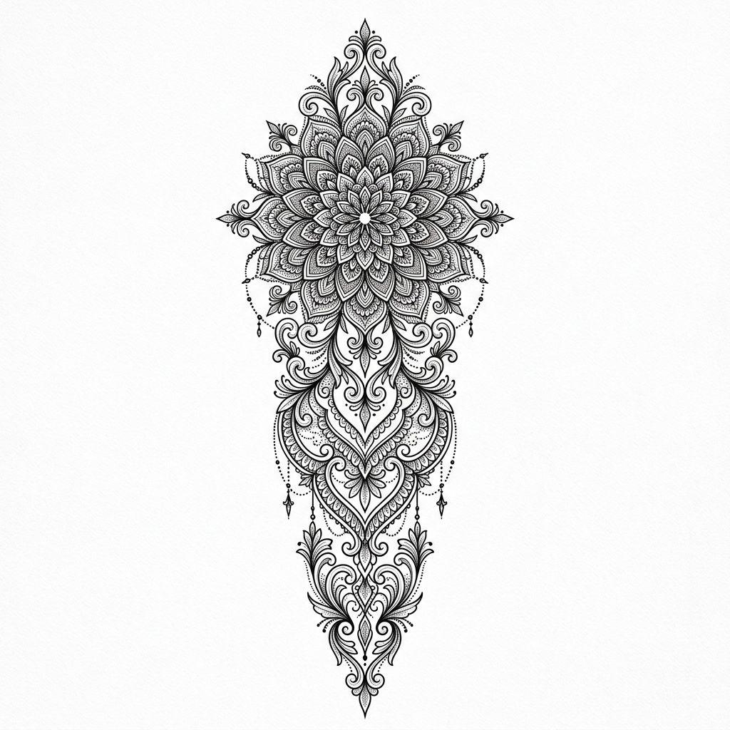 spine-tattoo delicate lace mandala