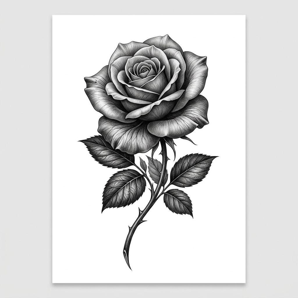 neck-tattoo realistic rose