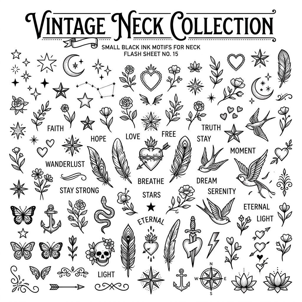 neck-tattoo neck flash patchwork