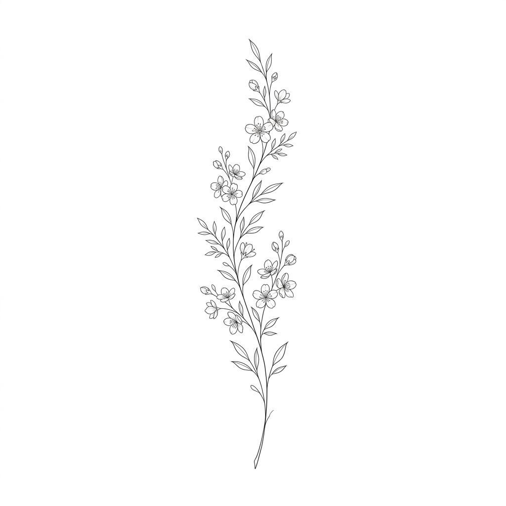 thigh-tattoo minimalist floral composition