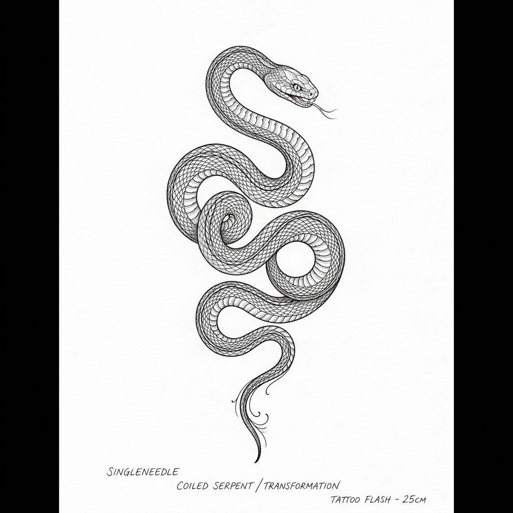 thigh-tattoo fine line snake
