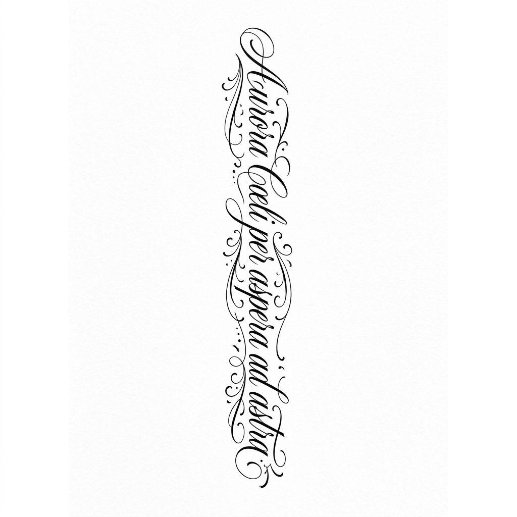 thigh-tattoo long cursive lettering