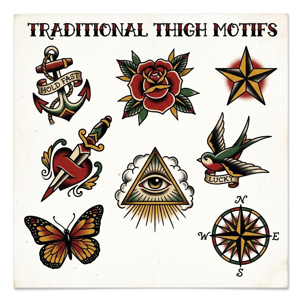 thigh-tattoo patchwork flash sheet