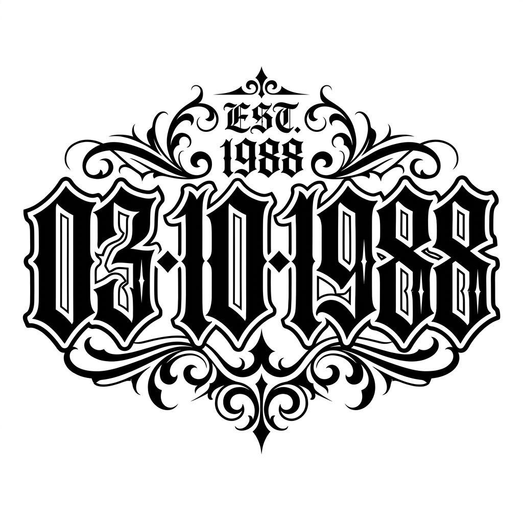 birth date-tattoo gothic blackwork date