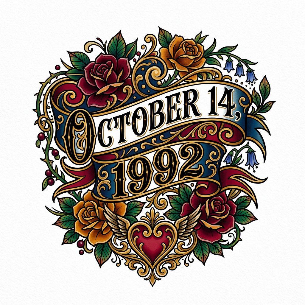 birth date-tattoo neo-traditional date
