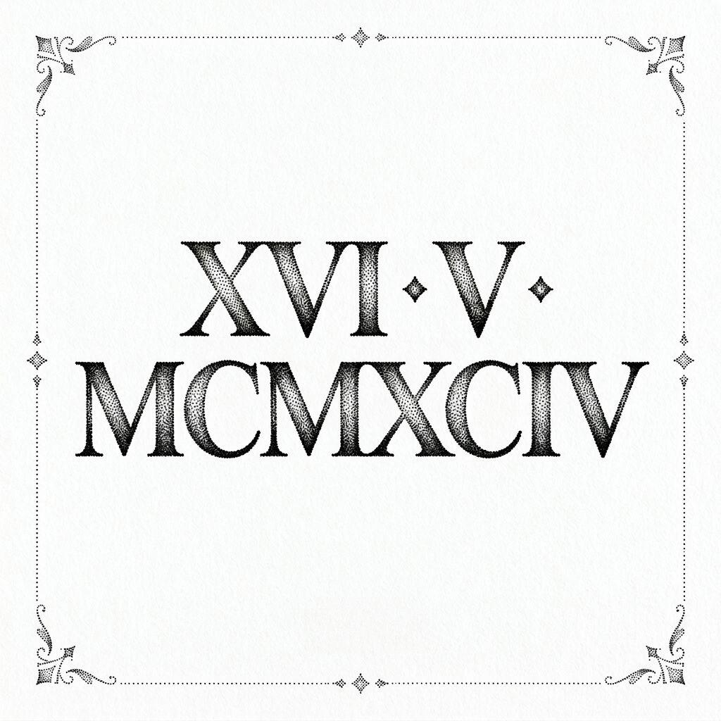 birth date-tattoo dotwork roman numerals date