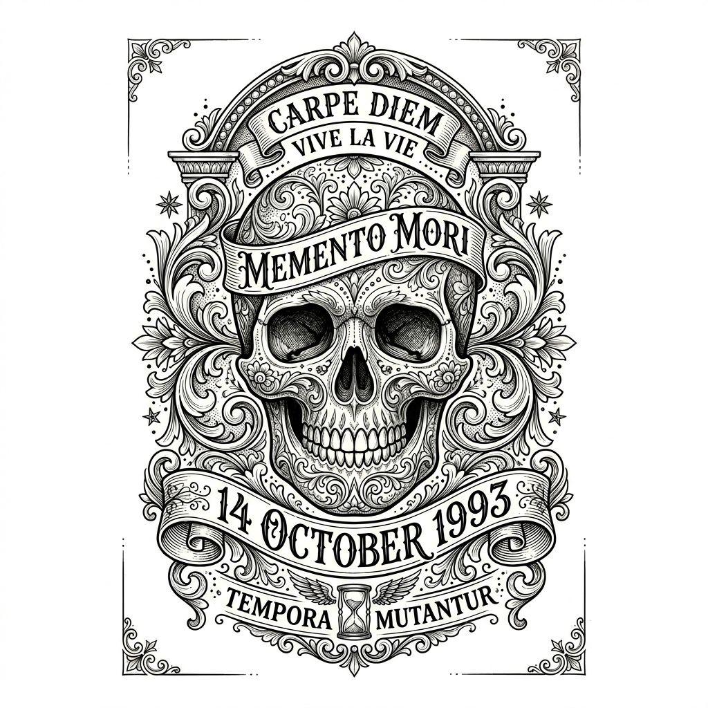 birth date-tattoo date and skull