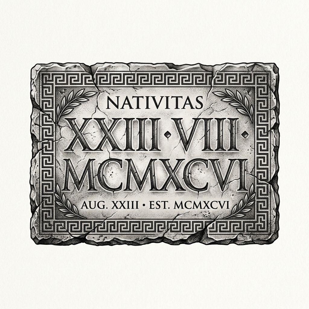 birth date-tattoo latin roman numerals date
