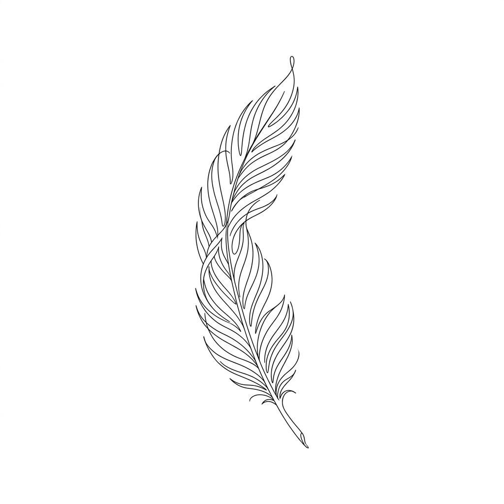 back-tattoo vertical minimalist feather