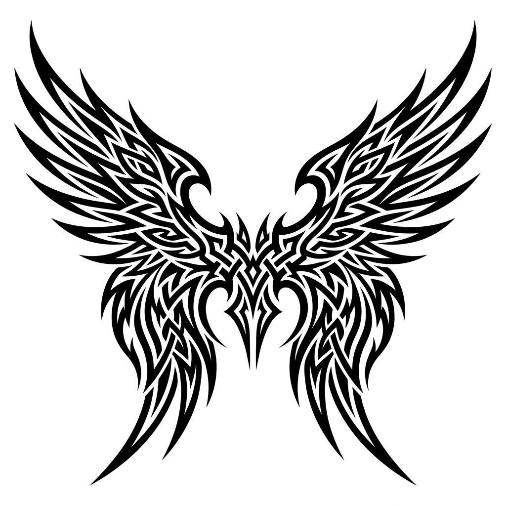back-tattoo modern tribal wings