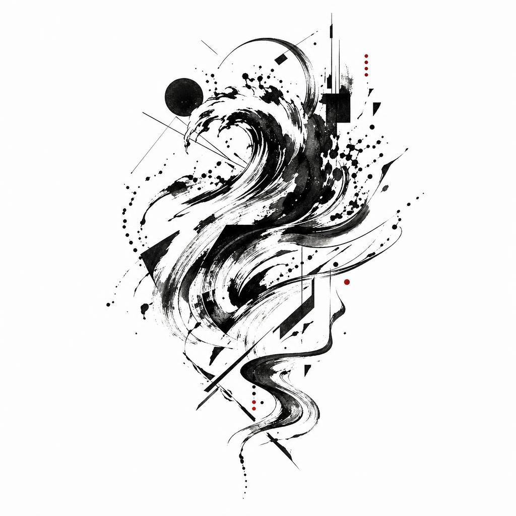 back-tattoo abstract gestural wave