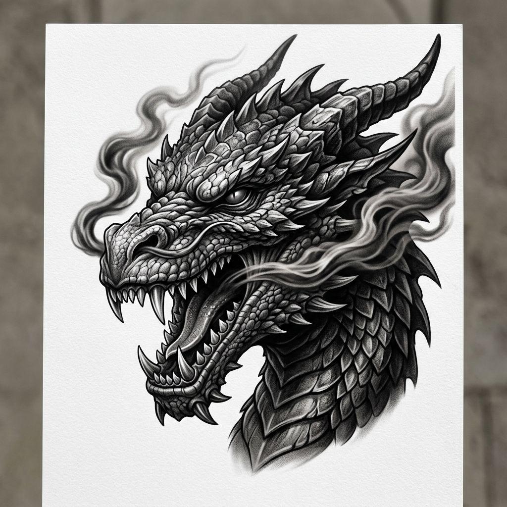 dragon-tattoo realistic dragon with scales