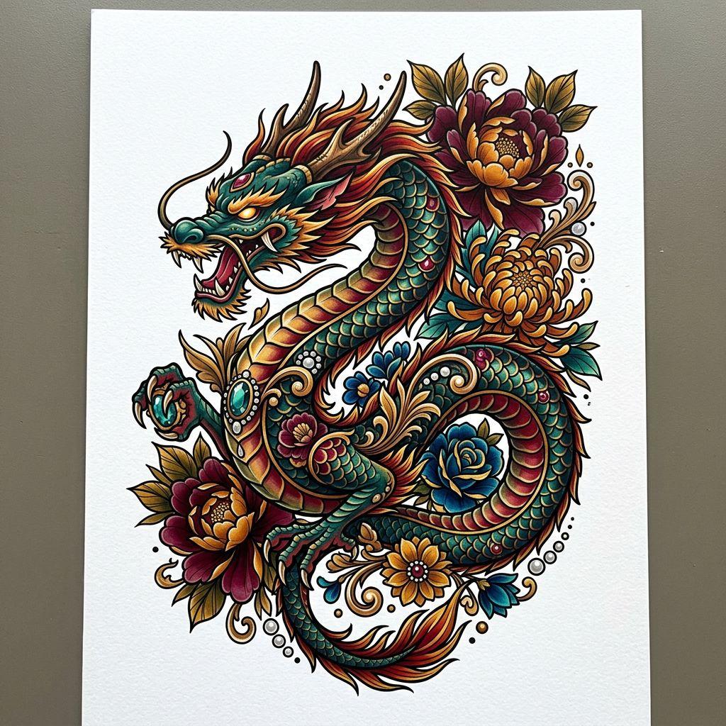 dragon-tattoo rich neo-traditional dragon