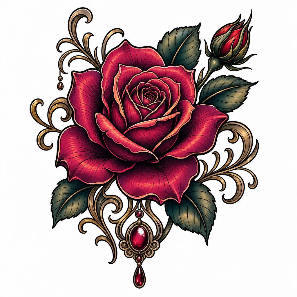 shoulder-tattoo neo-traditional rose