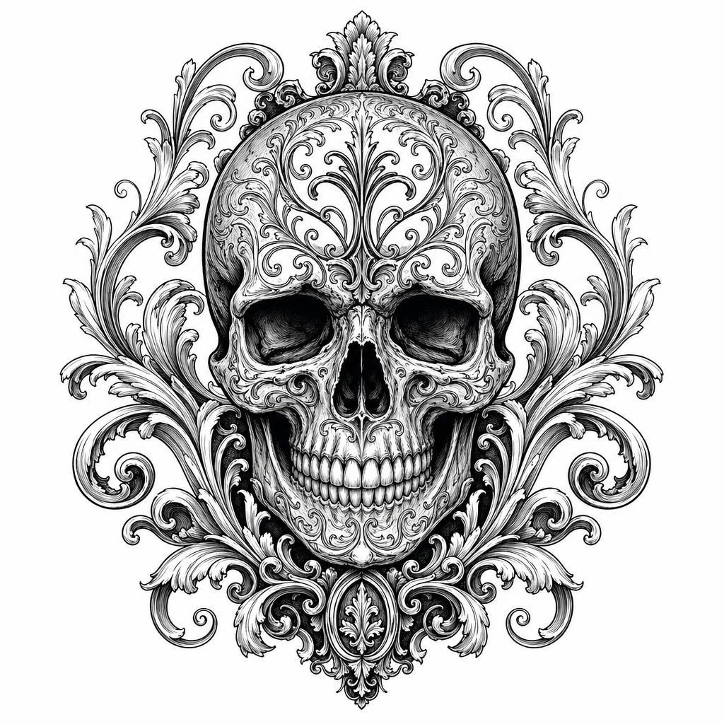 shoulder-tattoo baroque skull