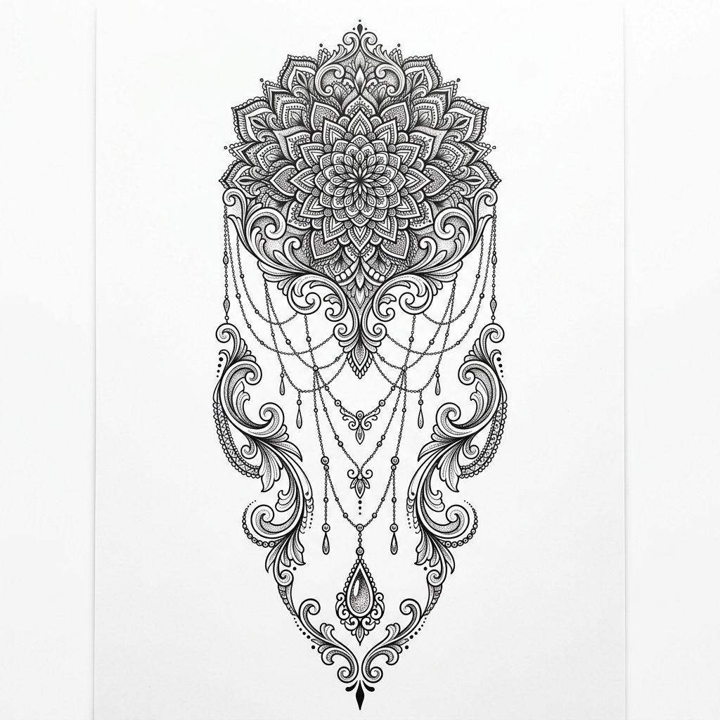 shoulder-tattoo ornamental lace mandala