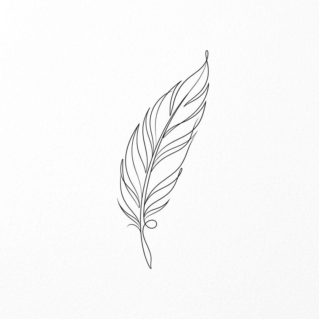 feather-tattoo minimalist single-line feather