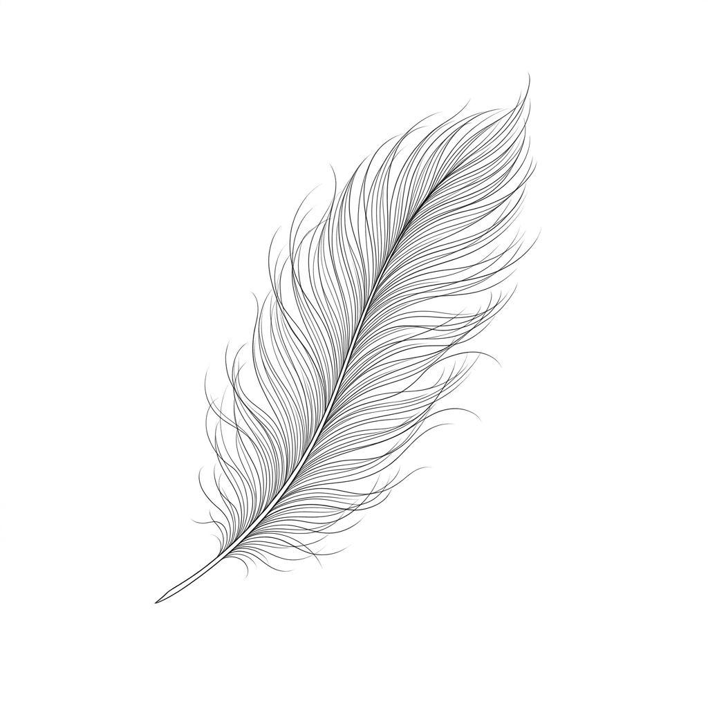 feather-tattoo delicate fine line feather