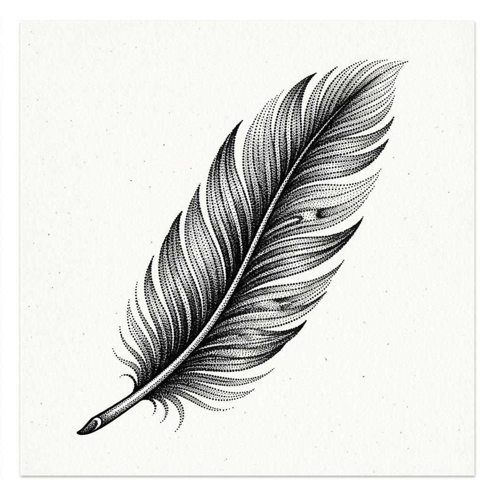 feather-tattoo dotwork stippling feather