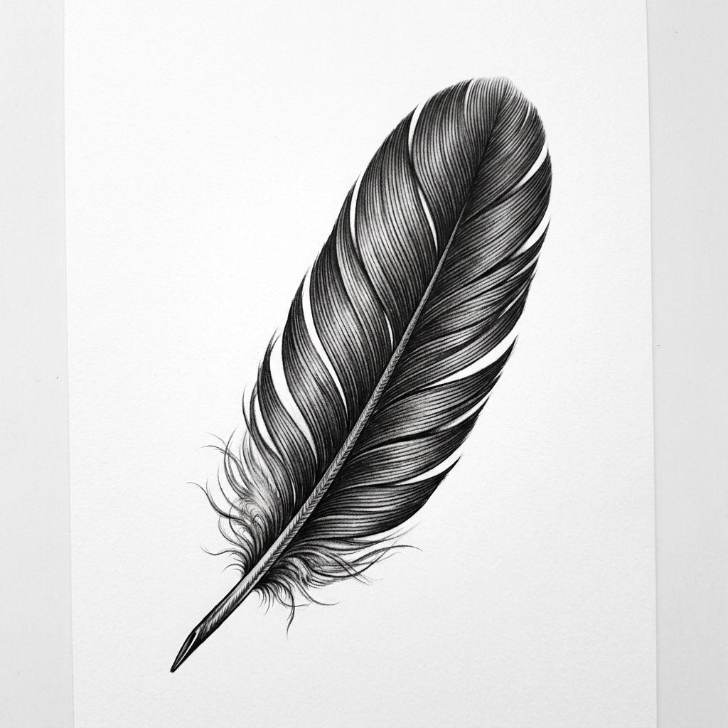 feather-tattoo detailed realistic feather