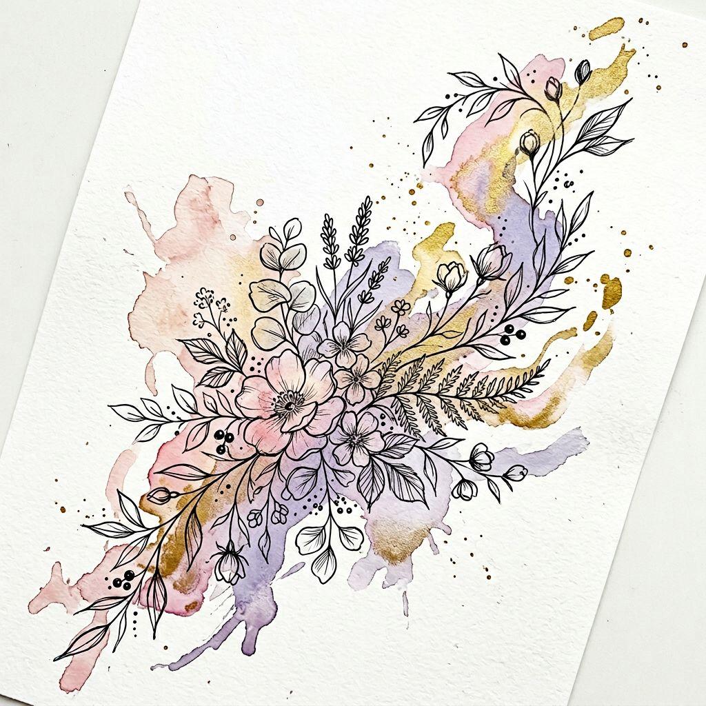 women-tattoo abstract watercolor