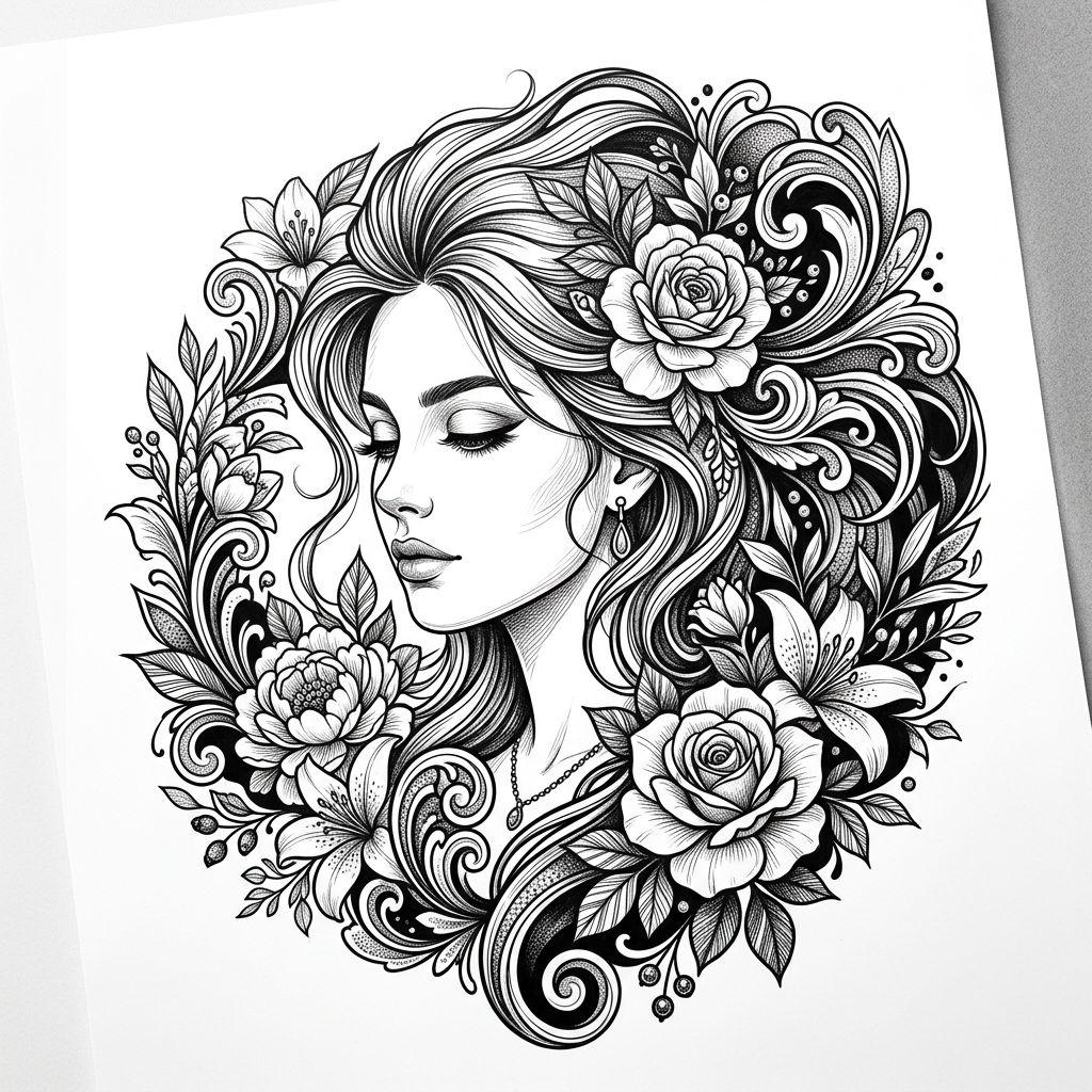 women-tattoo premium illustrative woman